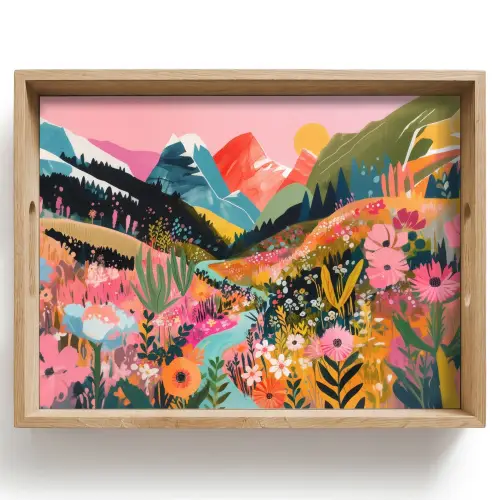 Rivier - Diepte - Bloemen Dienblad Rechthoek middel -z3d_shopping
