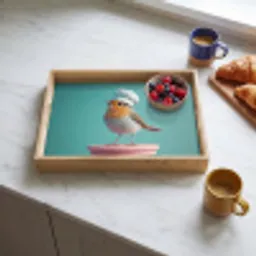 Roodborstje - Vogel - Koksmuts - Sokkel Dienblad Rechthoek middel -sfeer2
