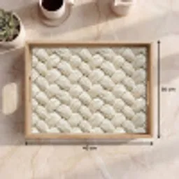 Touw - Gebreid - Beige Dienblad Rechthoek middel 911 -USP_Formaat