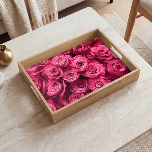 Rozen - Pink - Bloem Dienblad Rechthoek middel -sfeer1