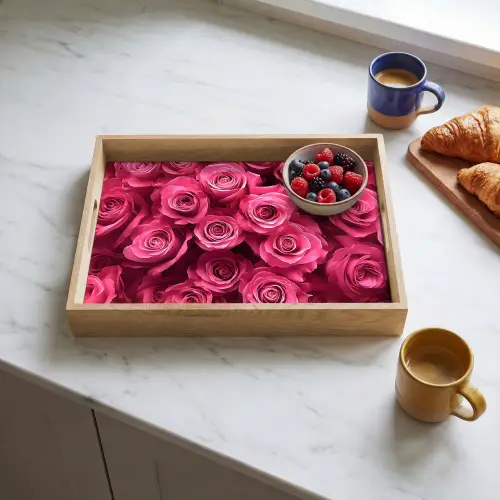 Rozen - Pink - Bloem Dienblad Rechthoek middel -sfeer2
