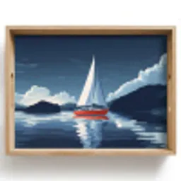 Zeilboot - Donkere bergen - Stilte Dienblad Rechthoek middel -z3d_shopping