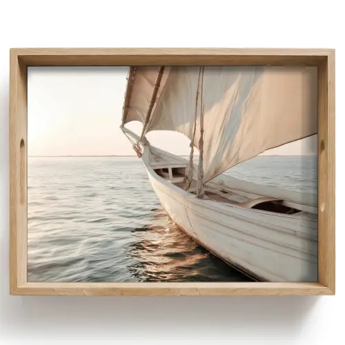 Zeilboot - Zee - Beige - Zon Dienblad Rechthoek middel -z3d_shopping