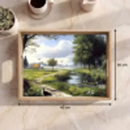 Zandpad - Groen landschap - Water Dienblad Rechthoek middel -USP_Formaat