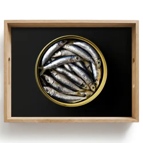 Sardines - Vissen - Rond - Zwart Dienblad Rechthoek middel -z3d_shopping