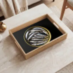 Sardines - Vissen - Rond - Zwart Dienblad Rechthoek middel -sfeer1