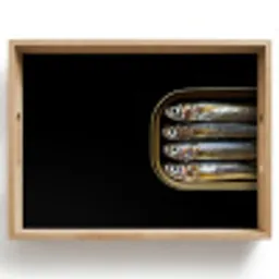 Sardines - Blik - Zwart - Vissen Dienblad Rechthoek middel -z3d_shopping