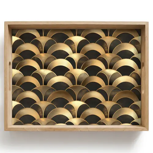 Schubben - Structuur - Goud Dienblad Rechthoek middel 911 -z3d_shopping
