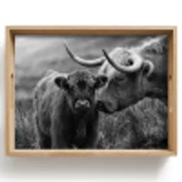 Schotse hooglander - Kalf - Zwart - Wit Dienblad Rechthoek middel -z3d_shopping