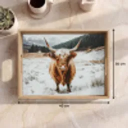 Schotse Hooglander - Landschap - Sneeuw - Bergen - Winter Dienblad Rechthoek middel -USP_Formaat