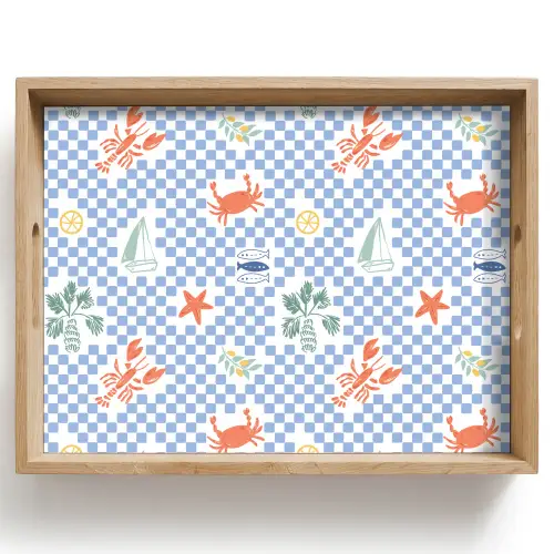 Zee - Patroon - Zeilboot - Blauw Dienblad Rechthoek middel 911 -z3d_shopping