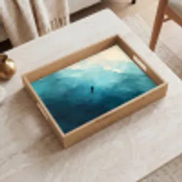 Zee - Silhouet - Abstract - Blauw Dienblad Rechthoek middel -sfeer1