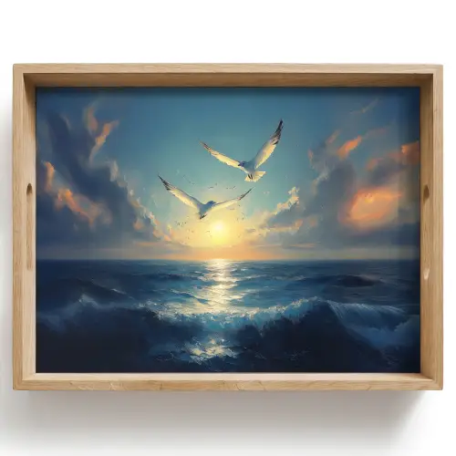Meeuwen - Zee - Wolken -Blauw Dienblad Rechthoek middel -z3d_shopping