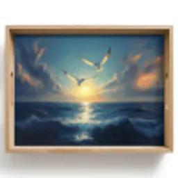 Meeuwen - Zee - Wolken -Blauw Dienblad Rechthoek middel -z3d_shopping
