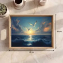 Meeuwen - Zee - Wolken -Blauw Dienblad Rechthoek middel -USP_Formaat