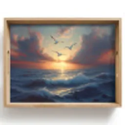 Meeuwen - Zonsondergang - Zee - Wolken Dienblad Rechthoek middel -z3d_shopping