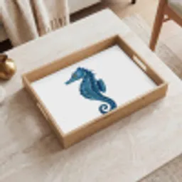 Zeepaardje - Staart - Blauw Dienblad Rechthoek middel -sfeer1