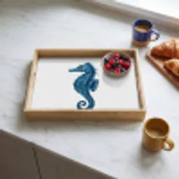 Zeepaardje - Staart - Blauw Dienblad Rechthoek middel -sfeer2
