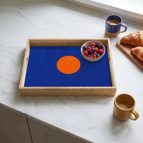 Vorm - Rond - Minimalistisch - Blauw Dienblad Rechthoek middel -sfeer2
