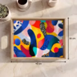 Vormen - Abstract - Stippels - Blauw Dienblad Rechthoek middel -USP_Formaat