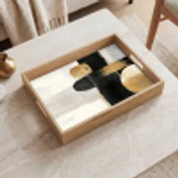 Vormen - Penseelstreken - Abstract - Goud Dienblad Rechthoek middel -sfeer1