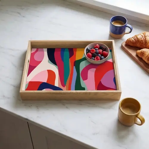 Vormen - Bochten - Kleurrijk - Abstract Dienblad Rechthoek middel -sfeer2