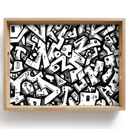Vormen - Letters - Graffiti - Zwart Dienblad Rechthoek middel -z3d_shopping