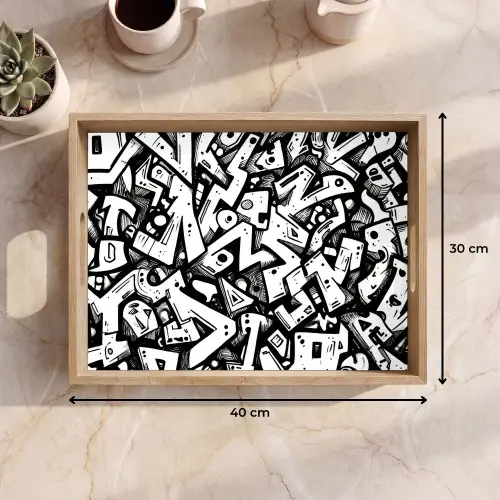 Vormen - Letters - Graffiti - Zwart Dienblad Rechthoek middel -USP_Formaat