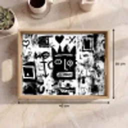 Vormen - Gezocht - Zwart - Abstract Dienblad Rechthoek middel -USP_Formaat