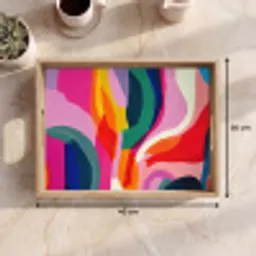 Vormen - Golvend - Abstract - Felroze Dienblad Rechthoek middel -USP_Formaat