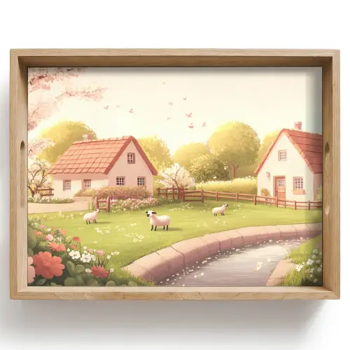 Schapen - Huisje - Platteland Dienblad Rechthoek middel -z3d_shopping