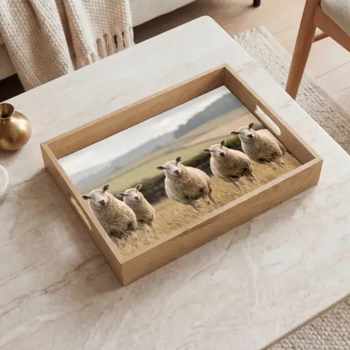 Schapen - Weidenlandschap - Heuvels Dienblad Rechthoek middel -sfeer1