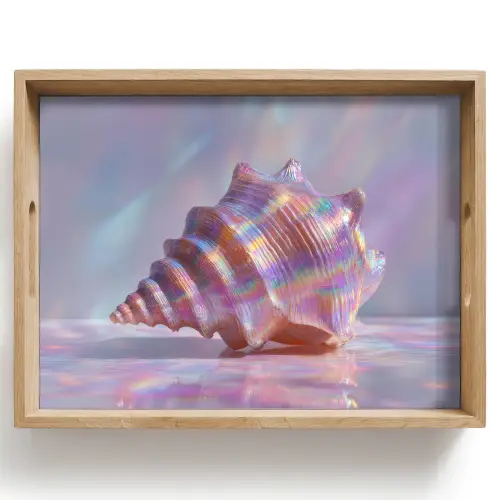 Schelp - Glanzend - Regenboogtinten Dienblad Rechthoek middel -z3d_shopping