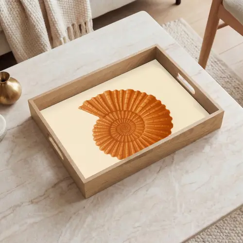 Schelp - Oranje - Ribbels Dienblad Rechthoek middel -sfeer1
