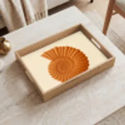 Schelp - Oranje - Ribbels Dienblad Rechthoek middel -sfeer1