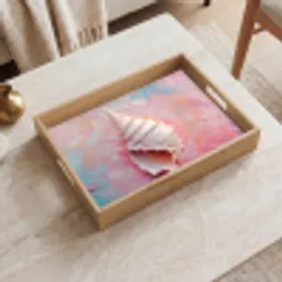 Schelp - Pastel - Pink Dienblad Rechthoek middel -sfeer1
