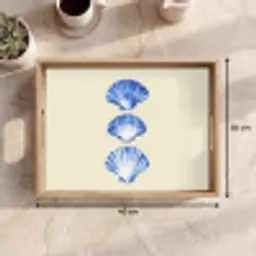 Schelpen - Blauw - Beige Dienblad Rechthoek middel -USP_Formaat