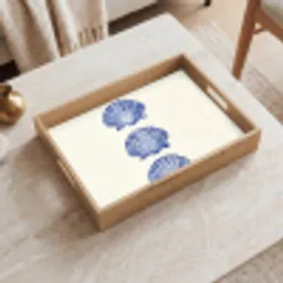 Schelpen - Blauw - Patroon Dienblad Rechthoek middel -sfeer1