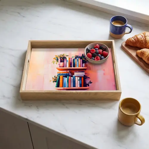 Planken - Boeken - Bladeren Dienblad Rechthoek middel -sfeer2