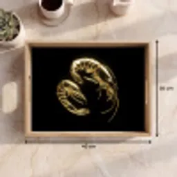 Garnalen - Zwart - Goud - Dieren Dienblad Rechthoek middel -USP_Formaat