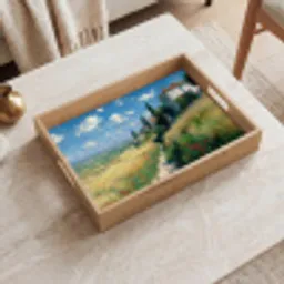 Zandpad - Huis - Bomen - Grasveld Dienblad Rechthoek middel -sfeer1