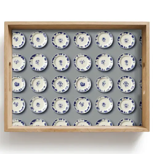 Borden - Bloemen - Blauw - Wit Dienblad Rechthoek middel 911 -z3d_shopping