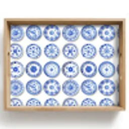 Borden - Bloemen - Patroon - Blauw Dienblad Rechthoek middel 911 -z3d_shopping
