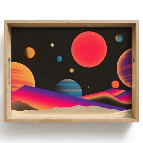 Hemel - Planeten - Felgekleurd Dienblad Rechthoek middel -z3d_shopping