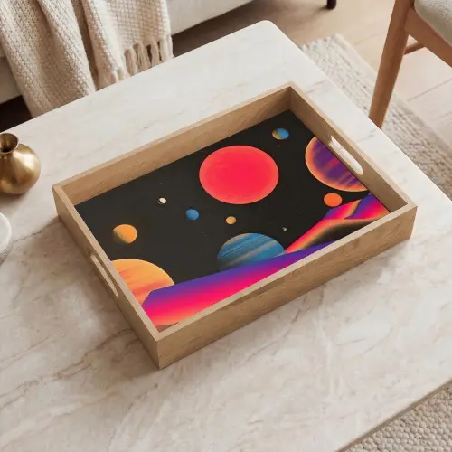 Hemel - Planeten - Felgekleurd Dienblad Rechthoek middel -sfeer1
