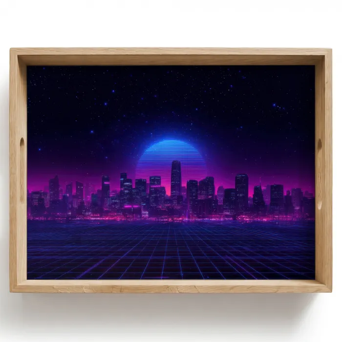 Skyline - Zon - Neon - Rasterpatroon Dienblad Rechthoek middel -z3d_shopping