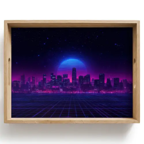 Skyline - Zon - Neon - Rasterpatroon Dienblad Rechthoek middel -z3d_shopping