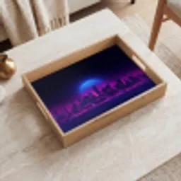 Skyline - Zon - Neon - Rasterpatroon Dienblad Rechthoek middel -sfeer1