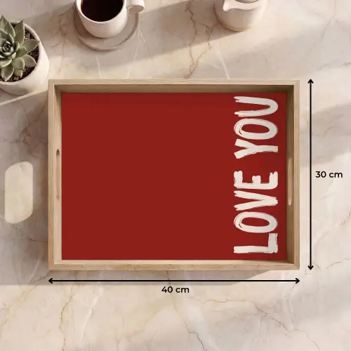 Schuin - Loveyou - Rood Dienblad Rechthoek middel -USP_Formaat