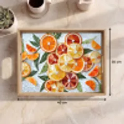 Schijfjes - Fruit - Oranje - Mozaïek Dienblad Rechthoek middel -USP_Formaat